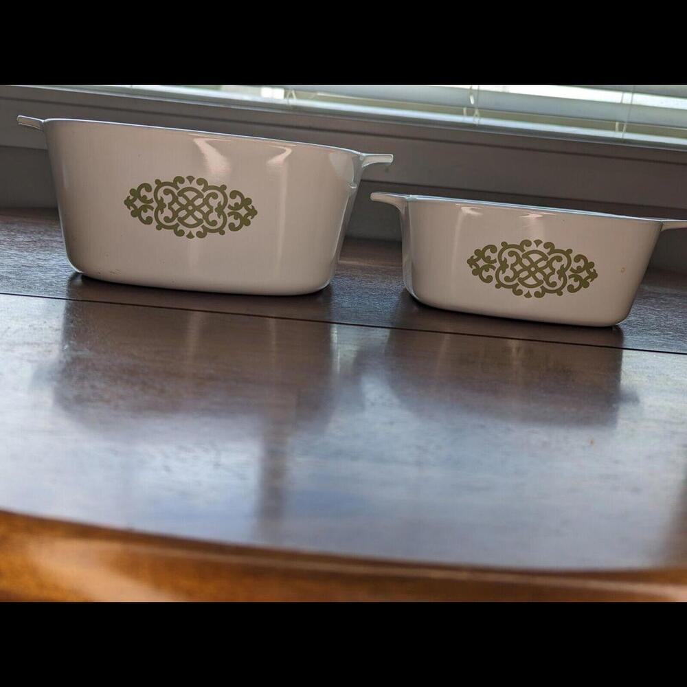 Corning Ware Avocado Green Fleur De Lis Set